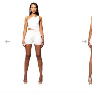 WMNS Wear (London brand) white Zuri set. Shorts unworn; top lightly worn